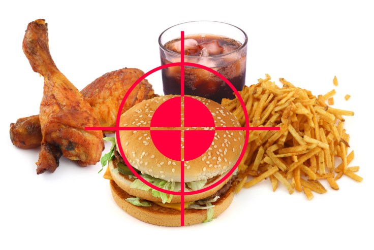 fast food collection on on white background